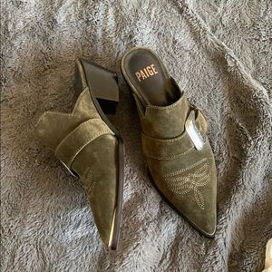 PAIGE Kensington Suede Concho Boho Mule Slides 7.5
